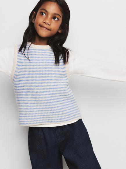 Mango Kids' Knitted Vest, Sky Blue, Sky Blue