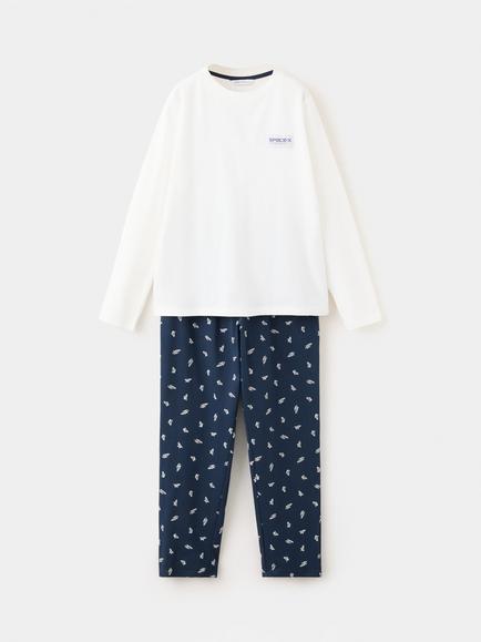 Mango Kids' Space Print Pyjamas, Off White, Off White