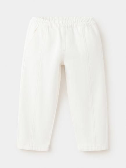 Mango Baby Cotton Pull-On Trousers, Off White, Off White