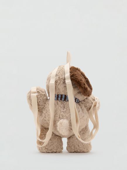 Mango Kids' Fluffy Dog Mini Backpack, Sand - view 2, Sand