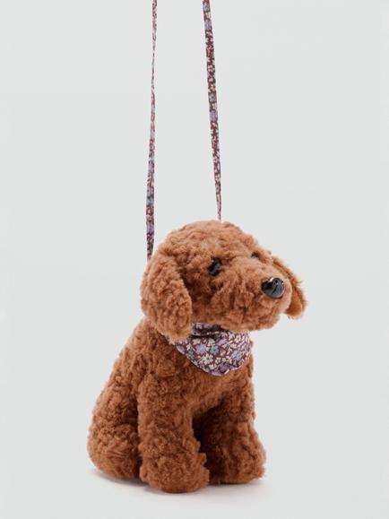 Mango Kids' Fluffy Dog Mini Backpack, Caramel, Caramel