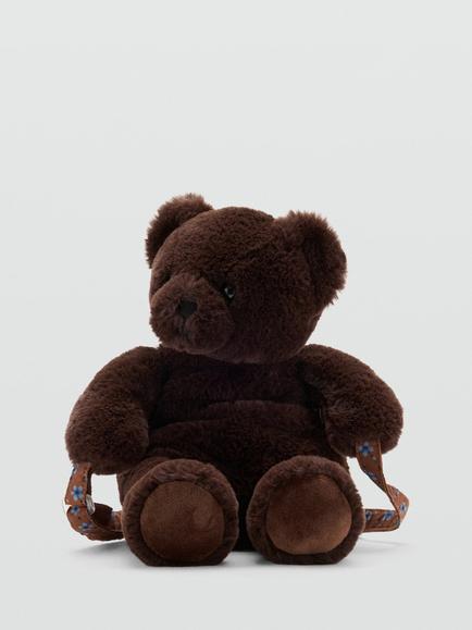 Mango Kids' Fluffy Mochila Bear Backpack, Chocolate, Chocolate