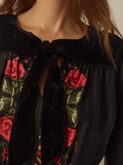 Monsoon Camille Floral Print Midi Dress containing LENZING™ ECOVERO™ Viscose, Black - view 2, Black