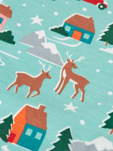 Frugi Baby Lovely Long Sleeve Babygrow, Moss Winter Drives - view 2, Moss Winter Drives