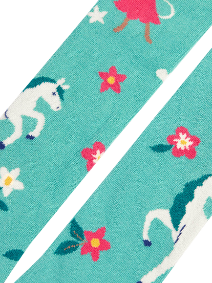 Frugi Kids' Norah Knitted Tights, Moss/Magic - view 2, Moss/Magic