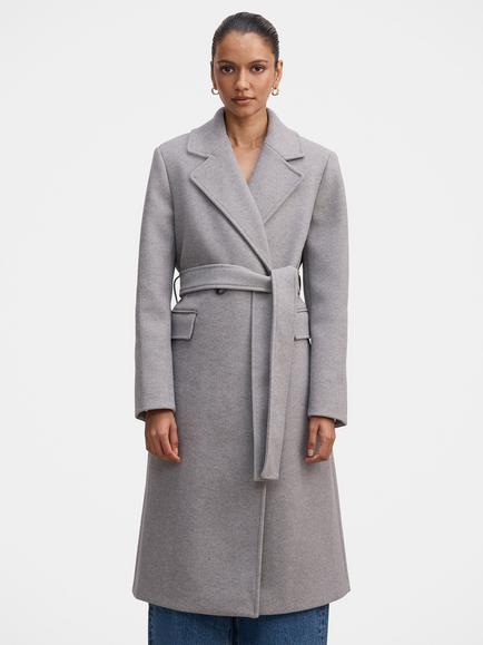 Forever New Ariella Petite Double Breasted Coat, Grey Marle, Grey Marle