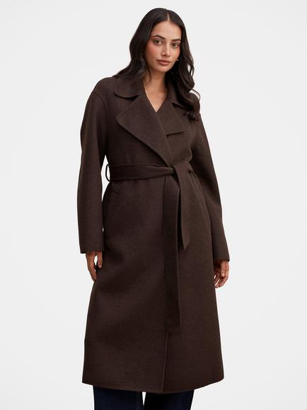 Forever New Rebecca Wool Blend Relaxed Felled Coat, Chocolate, Chocolate