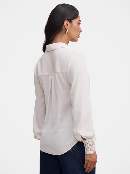 Forever New Hannah Lace Trim T-Shirt, Neutral - view 2, Neutral