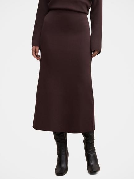 Forever New Ayva Knit Midi Skirt, Chocolate Co-ord, Chocolate Co-ord