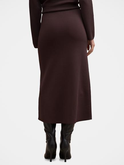 Forever New Ayva Knit Midi Skirt, Chocolate Co-ord - view 2, Chocolate Co-ord