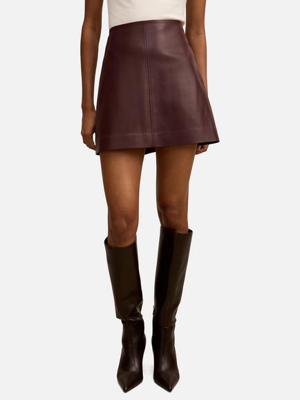 Forever New Renee Petite Vegan Leather Mini Skirt, Berry Co-ord, Berry Co-ord