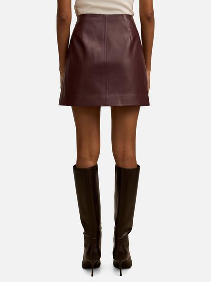 Forever New Renee Petite Vegan Leather Mini Skirt, Berry Co-ord - view 2, Berry Co-ord