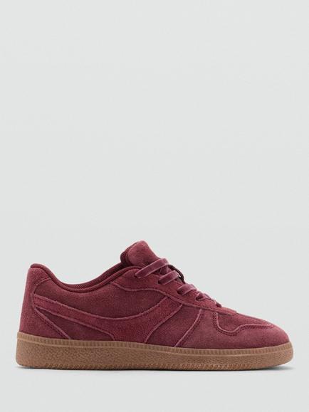 Mango Kids' Leather Low-Profile Trainers, Bordeaux, Bordeaux