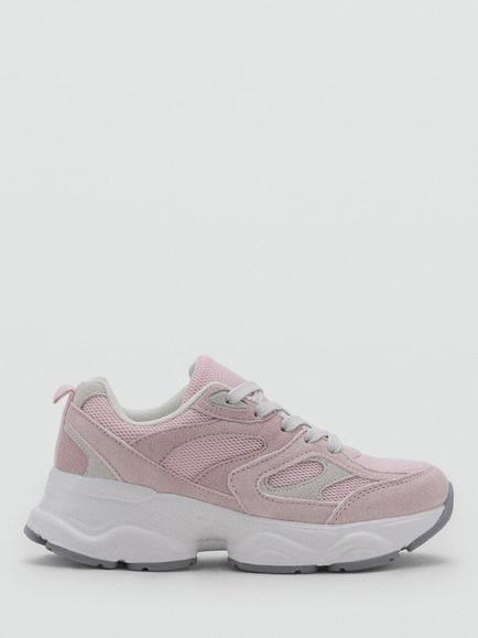 Mango Kids' Two-Tone Platform Trainers, Pastel Pink, Pastel Pink