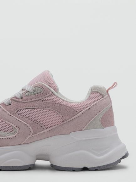 Mango Kids' Two-Tone Platform Trainers, Pastel Pink - view 2, Pastel Pink