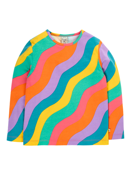 Frugi Kids' Bryher Long Sleeve Top, Rainbow Ric Rac, Rainbow Ric Rac