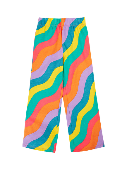 Frugi Kids' Cotton Blend Wide Leg Trousers, Multi, Multi