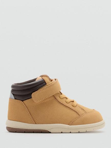 Mango Kids' Bota Lace-Up Padded Ankle Boots, Camel, Camel