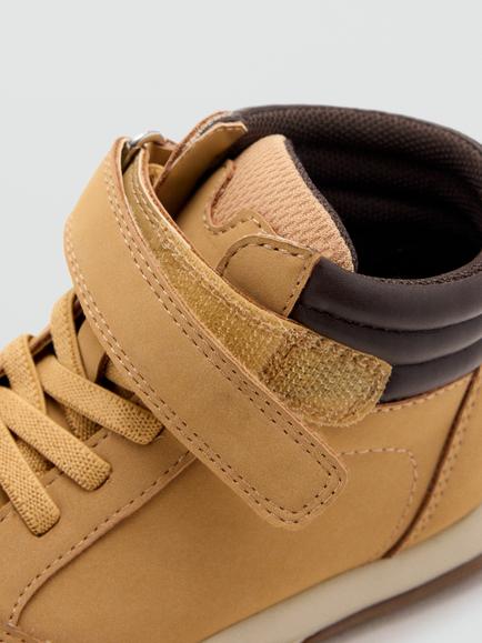 Mango Kids' Bota Lace-Up Padded Ankle Boots, Camel - view 2, Camel