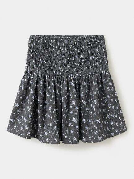 Mango Kids' Floral Mini Skirt, Anthracite, Anthracite
