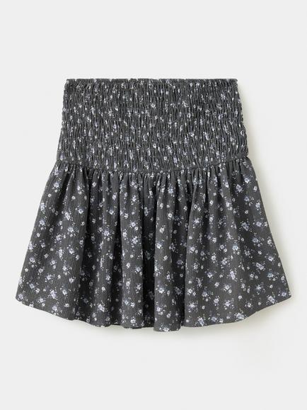 Mango Kids' Floral Mini Skirt, Anthracite - view 2, Anthracite