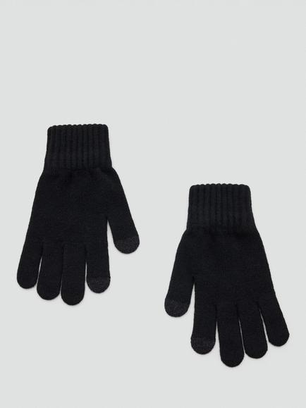 Mango Knit Wool Gloves, Black