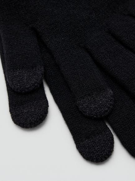 Mango Knit Wool Gloves - view 2, Black