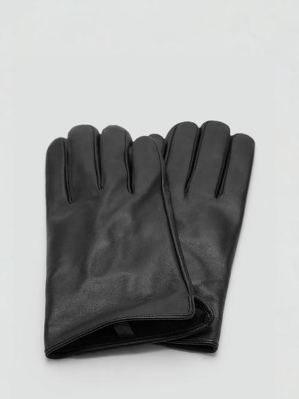 Mango Leather Gloves, Black - view 2, Black