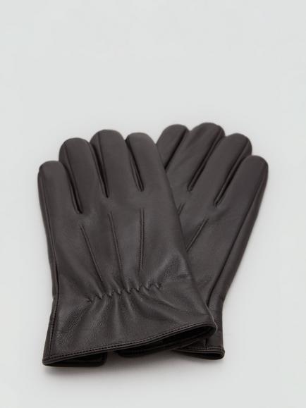 Mango Leather Gloves - view 2, Brown
