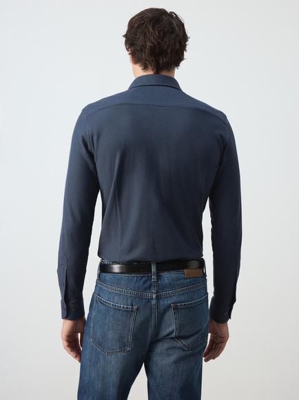 Mango Cotton Slim Fit Shirt, Navy - view 2, Navy
