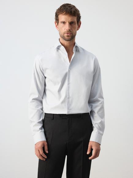 Mango Cotton Regular Fit Stripe Shirt, Grey, Grey