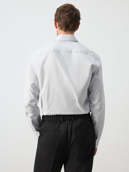 Mango Cotton Regular Fit Stripe Shirt, Grey - view 2, Grey