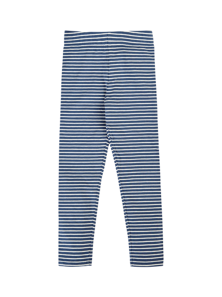 Frugi Kids' Leona Stripe Leggings, Navy Breton - view 2, Navy Breton
