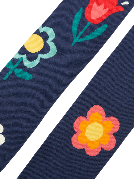 Frugi Kids' Norah Floral Tights, Multi - view 2, Multi