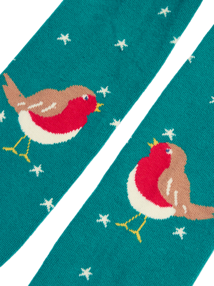 Frugi Kids' Norah Robin Tights, Multi - view 2, Multi