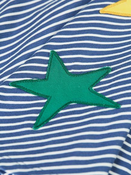 Frugi Kids' Long Sleeve Applique Skater Dress, Navy Breton/Star - view 2, Navy Breton/Star