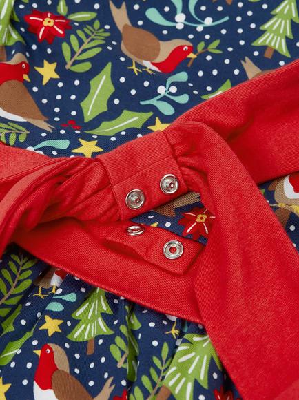 Frugi Kids' Robin Print Skater Party Dress, Multi - view 2, Multi
