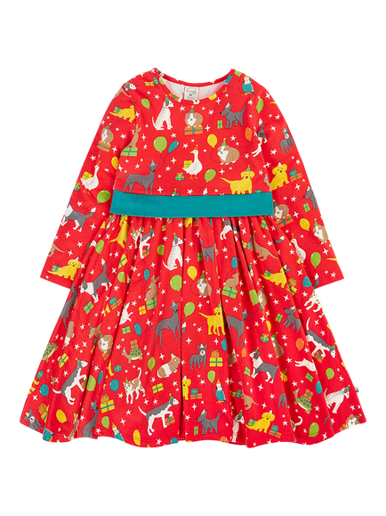 Frugi Kids' Pet Party Skater Party Dress, Multi, Multi