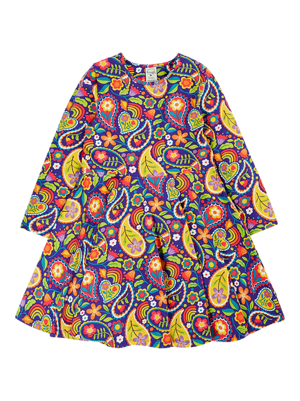 Frugi Kids' Sofia Paisley Skater Dress, Multi, Multi