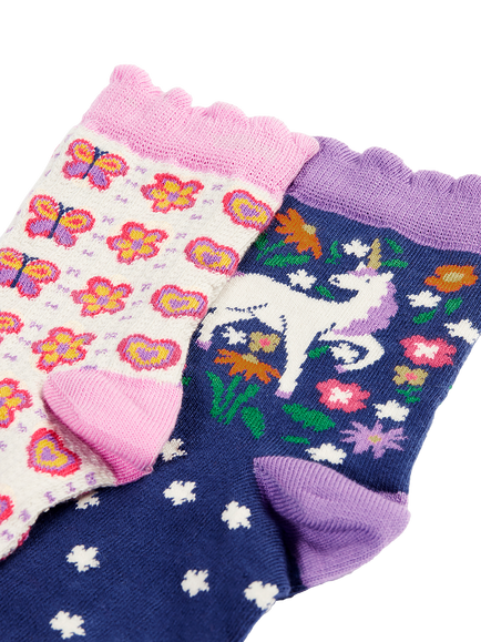 Frugi Kids' Frill Socks, Pack of 2, Magical Multipack - view 2, Magical Multipack