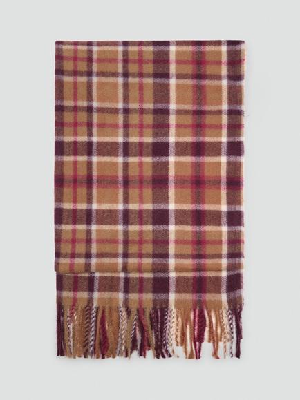 Mango Tartan Fringed Edge Scarf, Brown, Brown