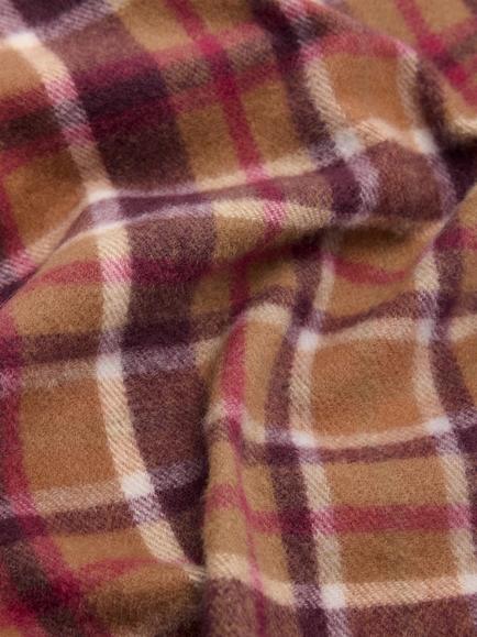 Mango Tartan Fringed Edge Scarf, Brown - view 2, Brown