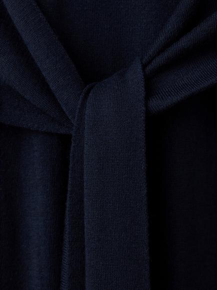 Mango Asymmetric Tie Waist Midi Dress, Navy - view 2, Navy
