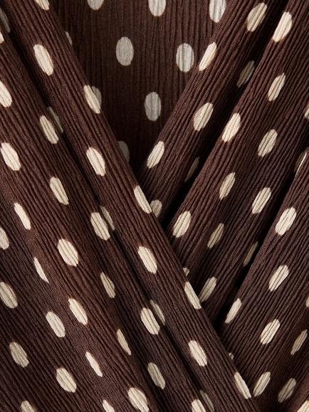 Mango Polka Dot V-Neck Wrap Blouse, Brown - view 2, Brown