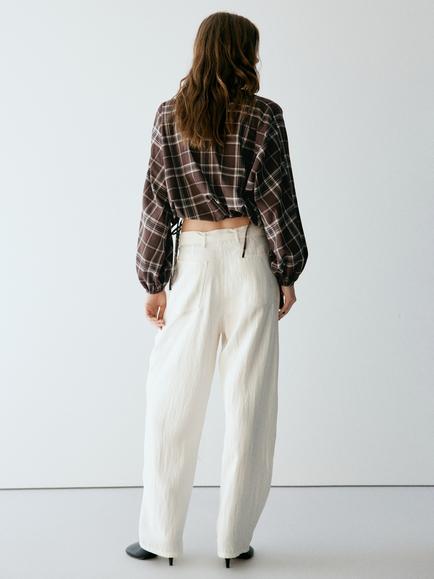 Mango Camisa Long Sleeve Check Shirt, Brown - view 2, Brown