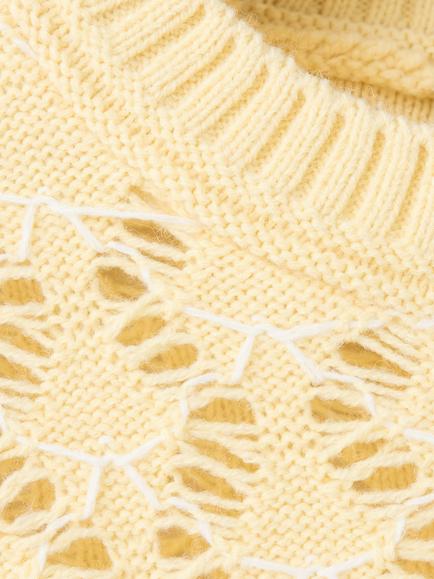 Mango Tamar Cropped Lace Knit Jumper, Vanilla - view 2, Vanilla