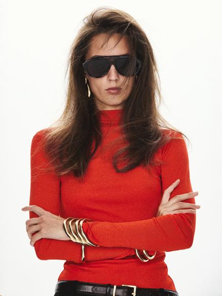 Mango High Neck Jersey Top, Red