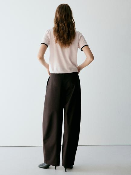 Mango Balloon Pleated Trousers, Chocolate - view 2, Chocolate