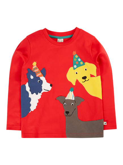 Frugi Kids' Long Sleeve Adventure Top, Scarlet/Multi, Scarlet/Multi