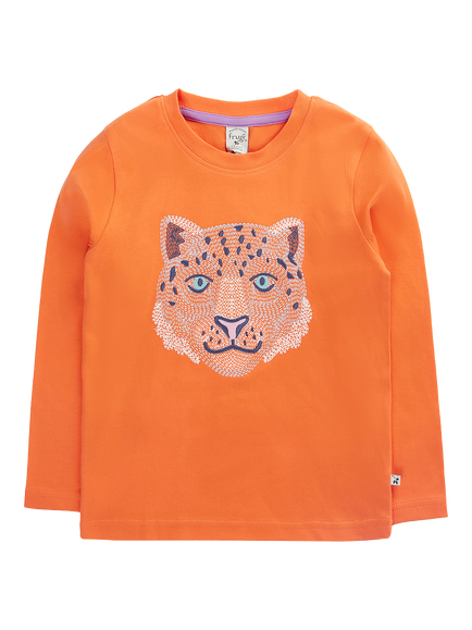 Frugi Kids' Long Sleeve Adventure Embroidered Top, Salamnder/Multi, Salamnder/Multi